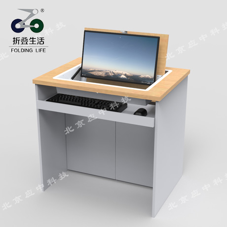 Q1單人位顯示器隱藏電腦桌，多功能翻轉(zhuǎn)電腦桌